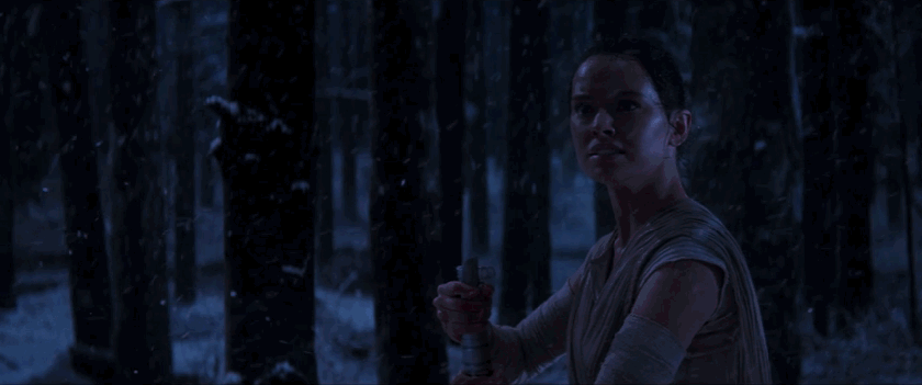 rey lightsaber scared